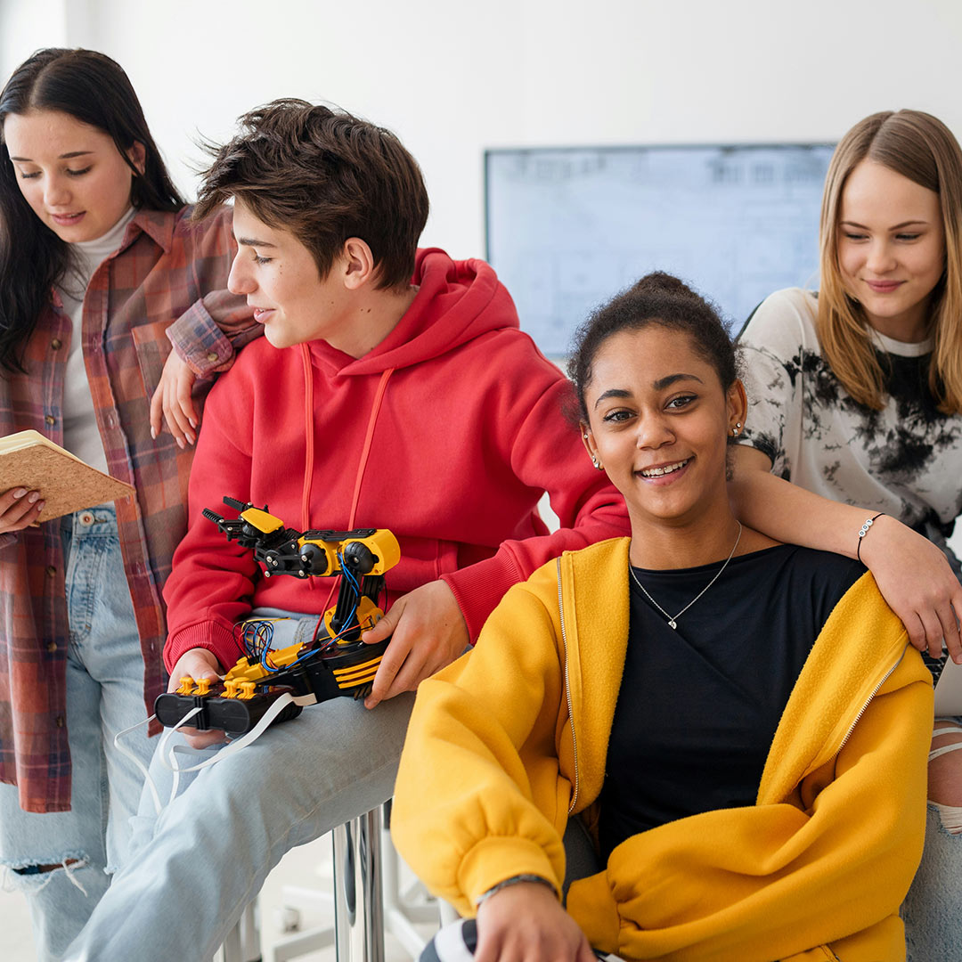 Young students with teacher